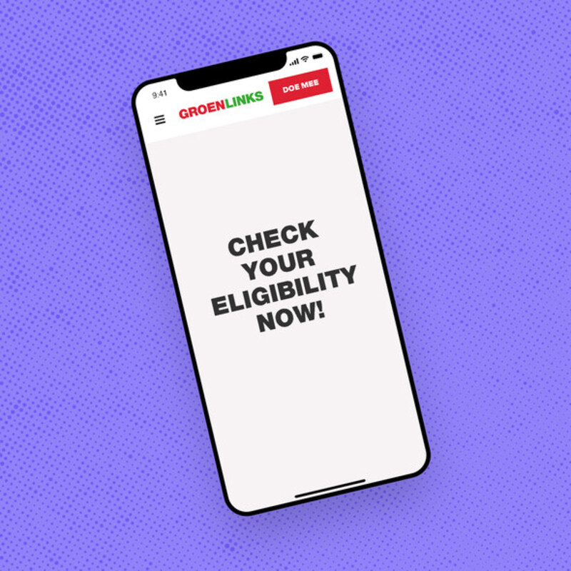 Image of a phone featuring the eligibility check tool